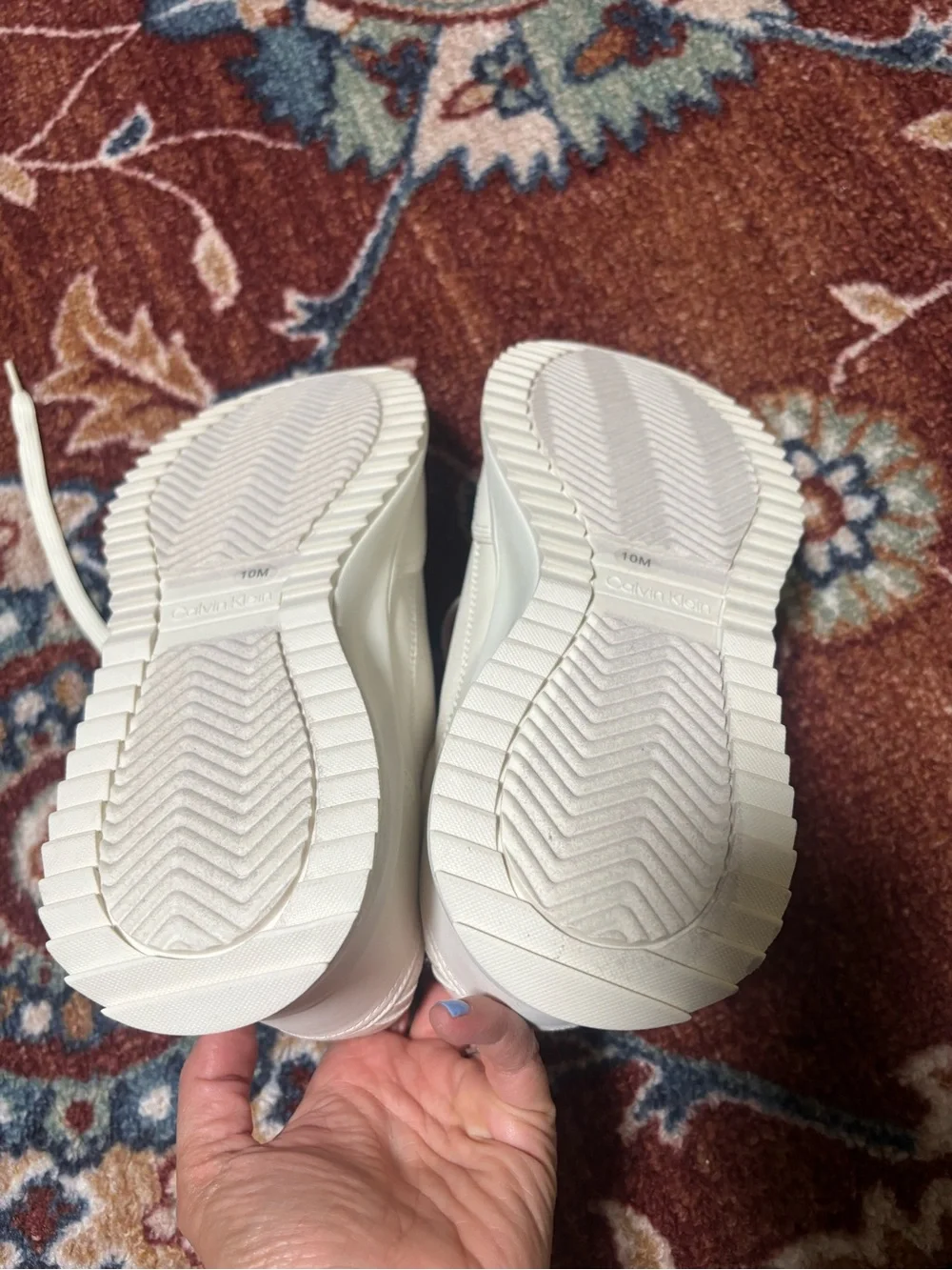 Calvin Klein Pippy Sneakers Women's White Lace Up Lifestyle Shoes size 10
